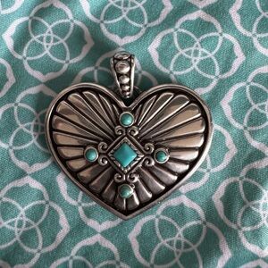 Brighton Silver Heart Pendant with Turquoise Accents